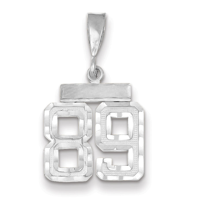 14K White Gold Small Diamond-cut Number 89 Charm Main image