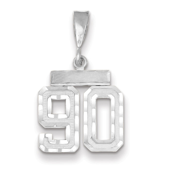 14K White Gold Small Diamond-cut Number 90 Charm Main image