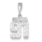 Number 91 Charm in 14K White Gold, Brushed & Diamond-Cut - Sophia Jewelers