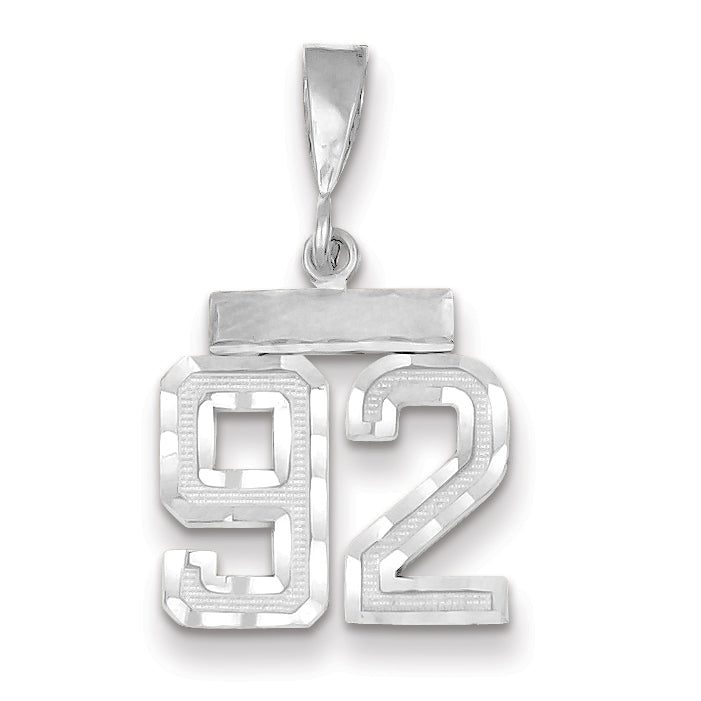 14K White Gold Small Diamond-cut Number 92 Charm Main image