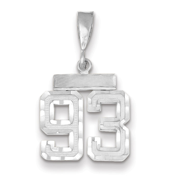 14K White Gold Small Diamond-cut Number 93 Charm Main image