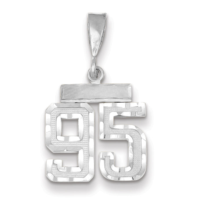 14K White Gold Small Diamond-cut Number 95 Charm Main image