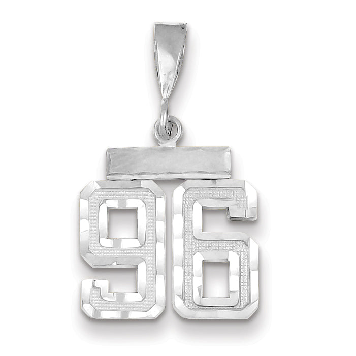 14K White Gold Small Diamond-cut Number 96 Charm Main image