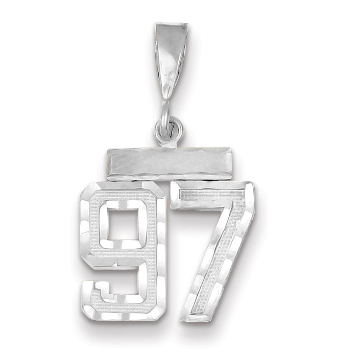 14K White Gold Small Diamond-cut Number 97 Charm Main image