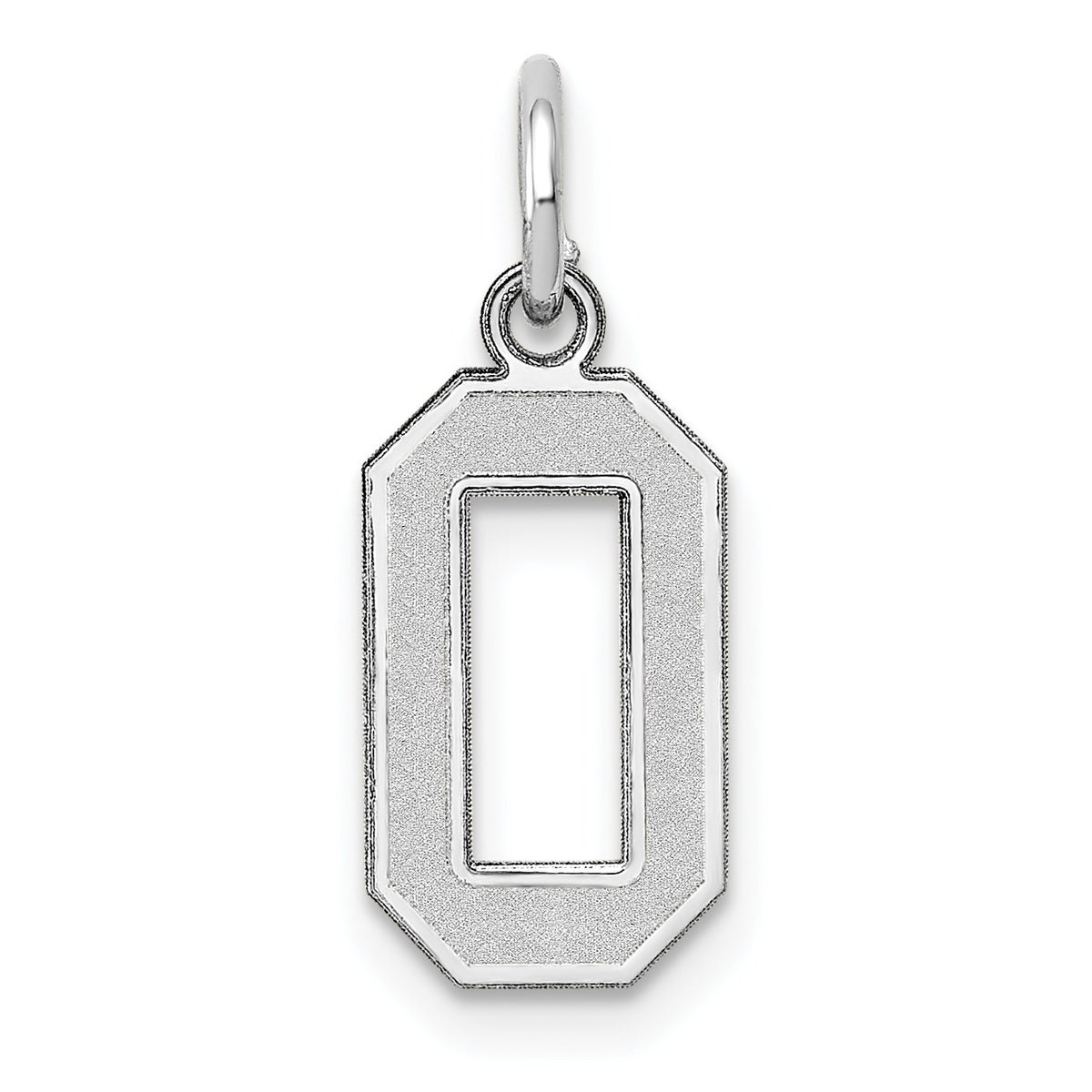 14K White Gold Small Satin Number 0 Charm
