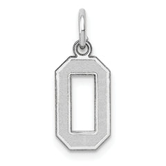14K White Gold Small Satin Number 0 Charm