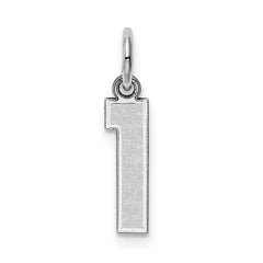 14K White Gold Small Satin Number 1 Charm