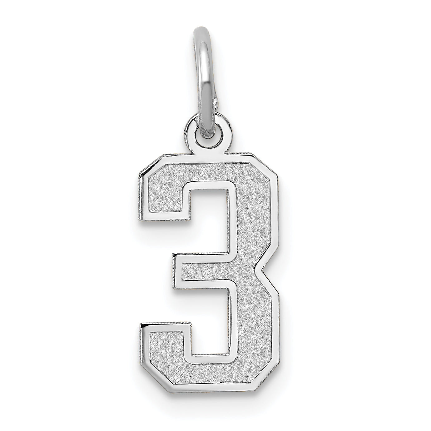 14K White Gold Small Satin Number 3 Charm Main image
