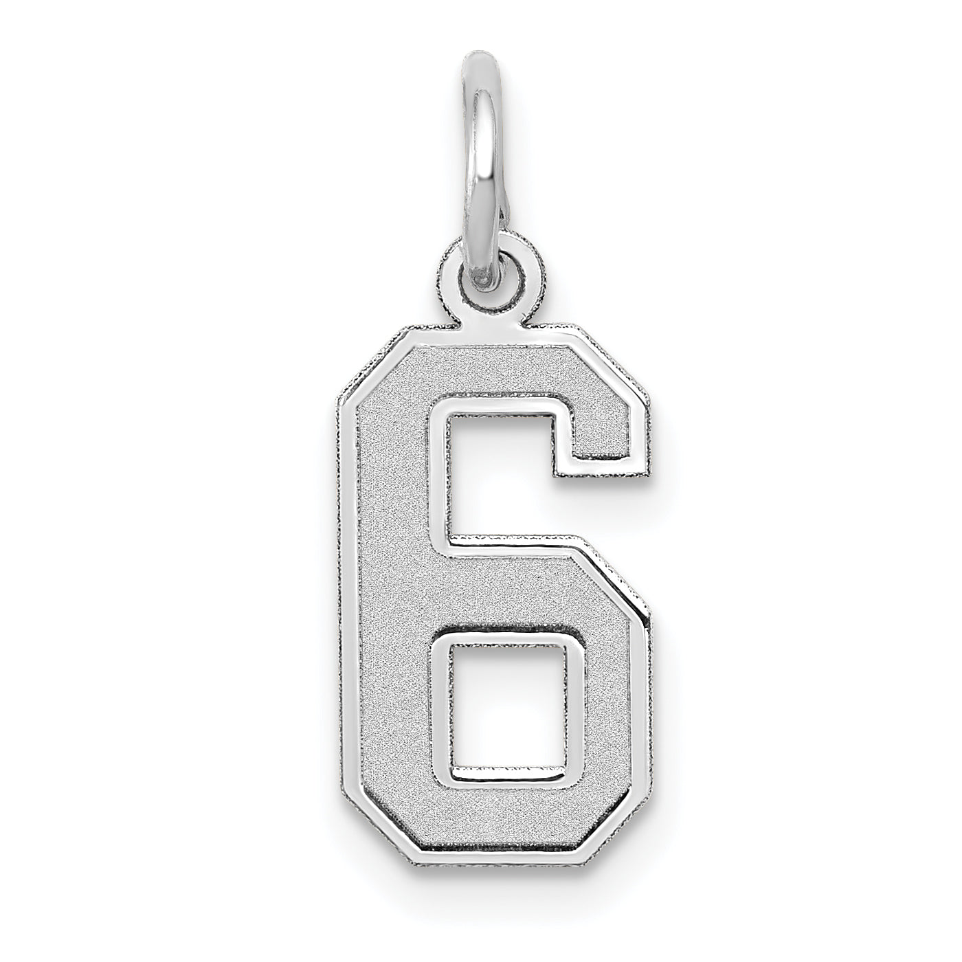 14K White Gold Small Satin Number 6 Charm Main image