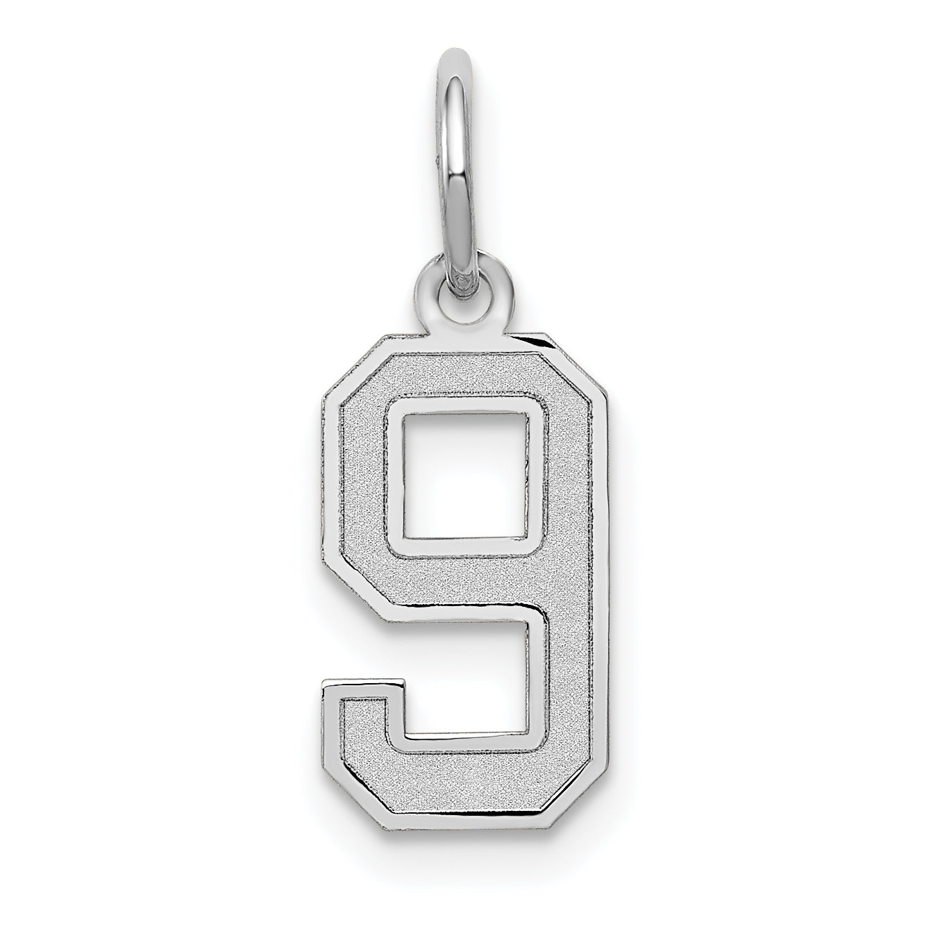 14K White Gold Small Satin Number 9 Charm Main image