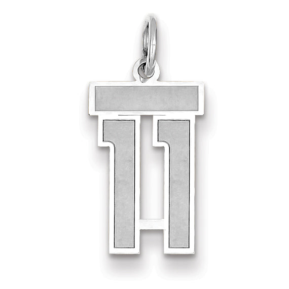 14K WG Small Satin Number 11 Charm Main image