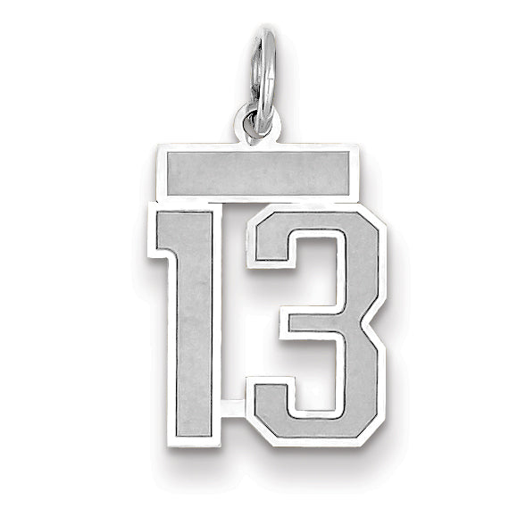 14K WG Small Satin Number 13 Charm