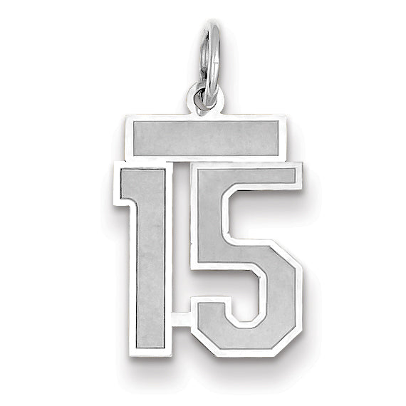 14K WG Small Satin Number 15 Charm Main image