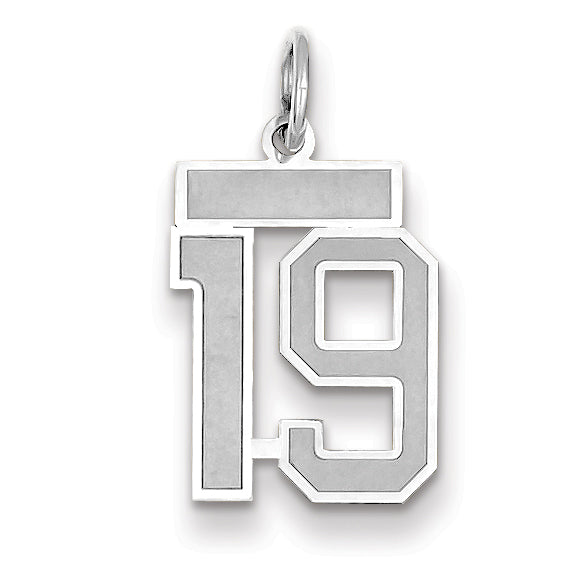 Small Number 19 Charm in 14K White Gold, Satin - Sophia Jewelers