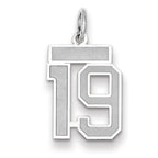 Small Number 19 Charm in 14K White Gold, Satin - Sophia Jewelers
