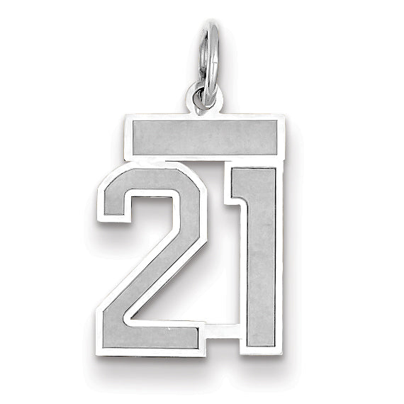 14K WG Small Satin Number 21 Charm Main image