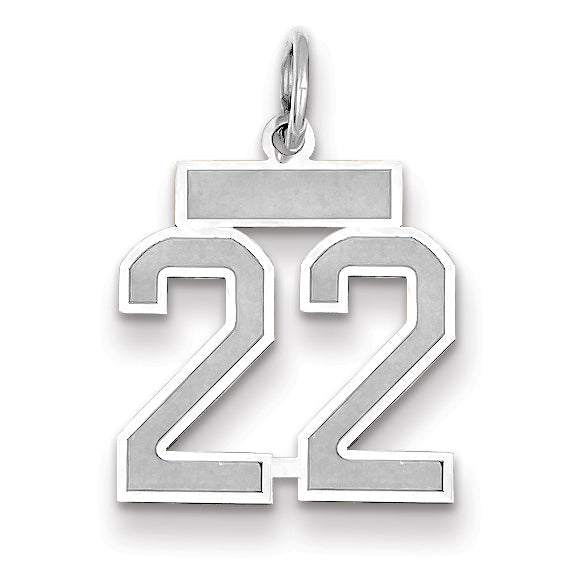 14K WG Small Satin Number 22 Charm Main image