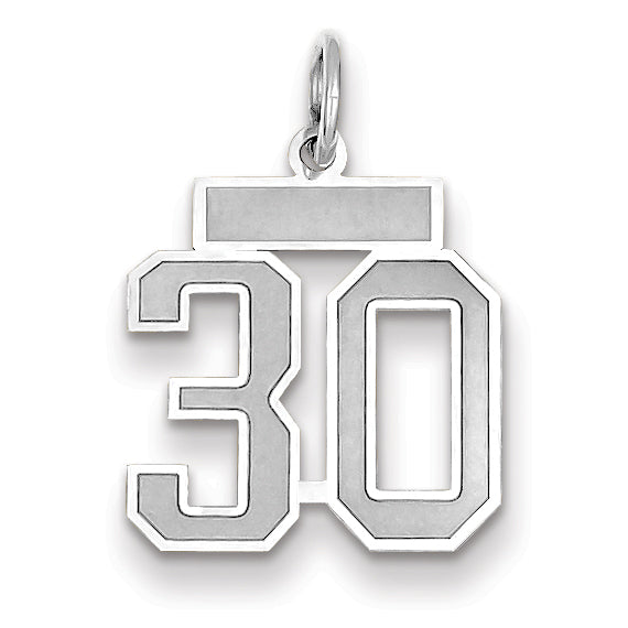 Small Number 30 Charm in 14K White Gold, Satin - Sophia Jewelers