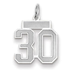 Small Number 30 Charm in 14K White Gold, Satin - Sophia Jewelers