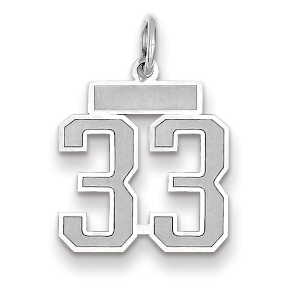Small Number 33 Charm in 14K White Gold, Satin - Sophia Jewelers