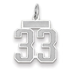 Small Number 33 Charm in 14K White Gold, Satin - Sophia Jewelers