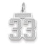 14K WG Small Satin Number 33 Charm