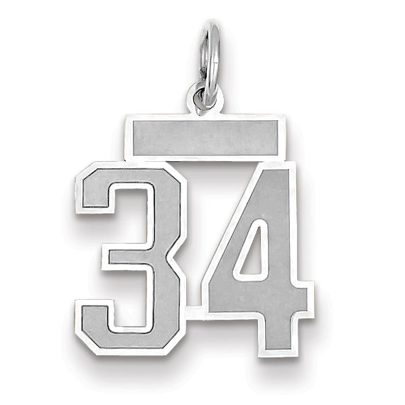 14K WG Small Satin Number 34 Charm Main image
