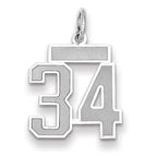 Small Number 34 Charm in 14K White Gold, Satin - Sophia Jewelers