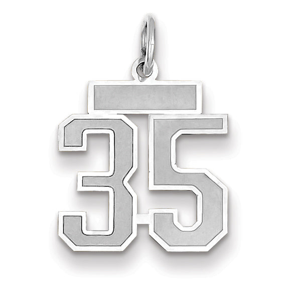 Small Number 35 Charm in 14K White Gold, Satin - Sophia Jewelers