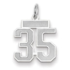 Small Number 35 Charm in 14K White Gold, Satin - Sophia Jewelers