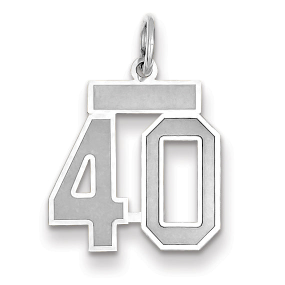Small Number 40 Charm in 14K White Gold, Satin - Sophia Jewelers