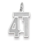 Small Number 41 Charm in 14K White Gold, Satin - Sophia Jewelers