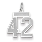 Small Number 42 Charm in 14K White Gold, Satin - Sophia Jewelers