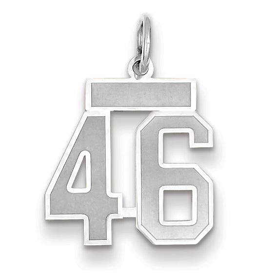 Small Number 46 Charm in 14K White Gold, Satin - Sophia Jewelers