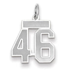 Small Number 46 Charm in 14K White Gold, Satin - Sophia Jewelers