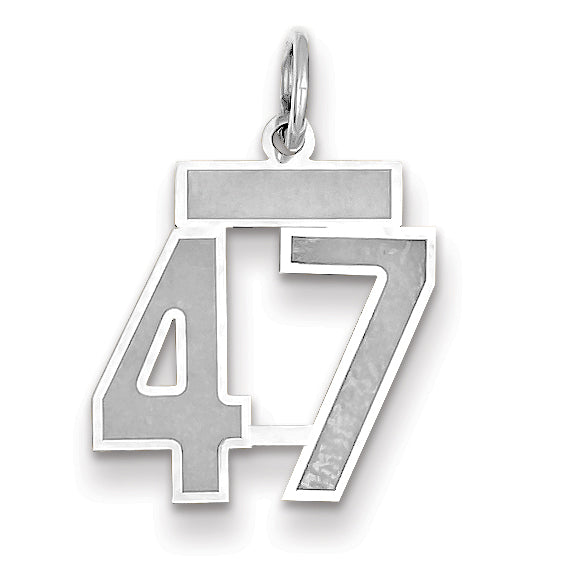 Small Number 47 Charm in 14K White Gold, Satin - Sophia Jewelers