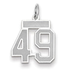 Small Number 49 Charm in 14K White Gold, Satin - Sophia Jewelers