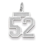 14K WG Small Satin Number 52 Charm
