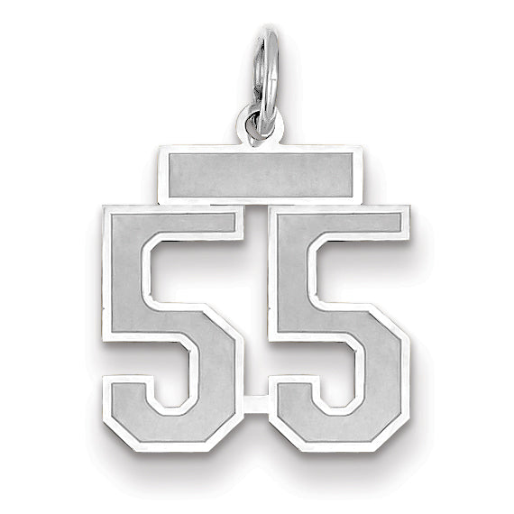 Small Number 55 Charm in 14K White Gold, Satin - Sophia Jewelers