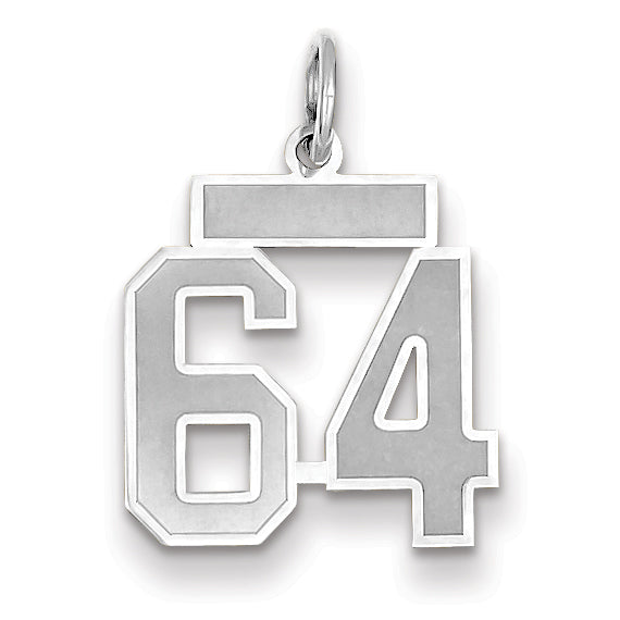 14K WG Small Satin Number 64 Charm Main image
