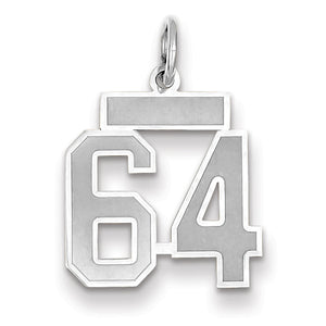 Small Number 64 Charm in 14K White Gold, Satin - Sophia Jewelers