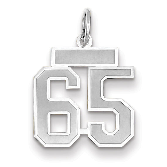 Number 65 Charm in 14K White Gold, Brushed & Satin - Sophia Jewelers