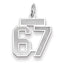 14K WG Small Satin Number 67 Charm