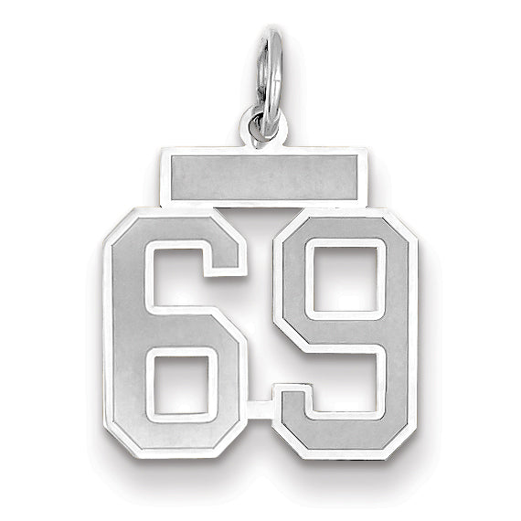 14K WG Small Satin Number 69 Charm Main image