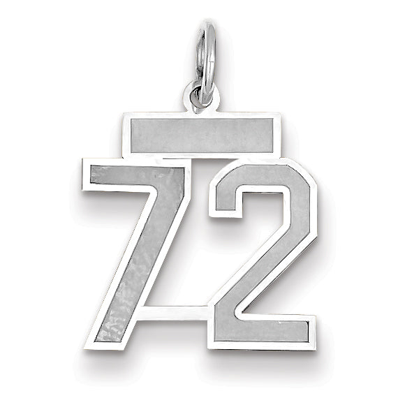 14K WG Small Satin Number 72 Charm