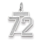 14K WG Small Satin Number 72 Charm