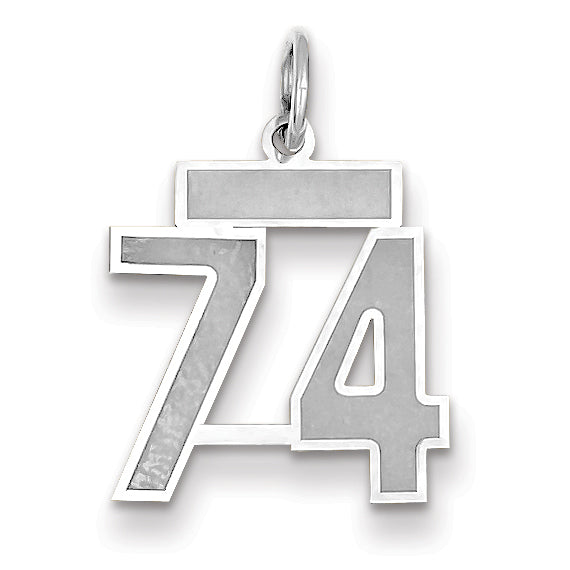 14K WG Small Satin Number 74 Charm Main image