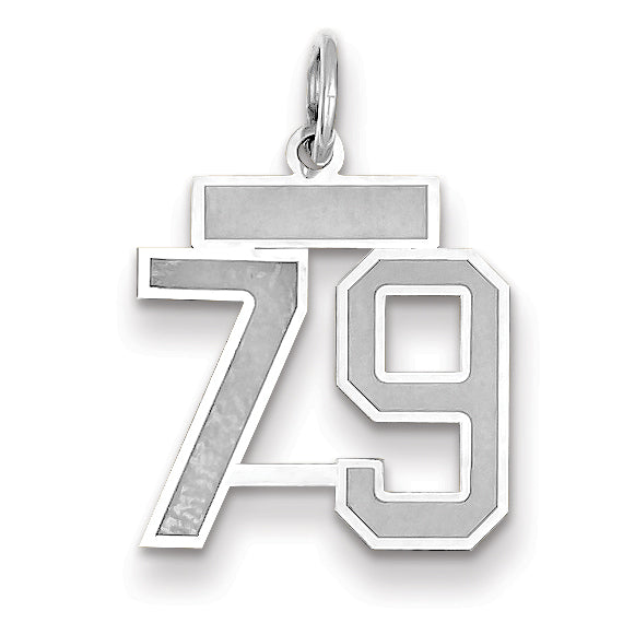 Small Number 79 Charm in 14K White Gold, Satin - Sophia Jewelers