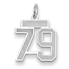 Small Number 79 Charm in 14K White Gold, Satin - Sophia Jewelers