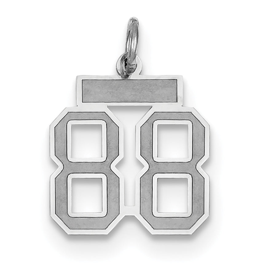 Number 88 Charm in 14K White Gold, Brushed & Satin - Sophia Jewelers